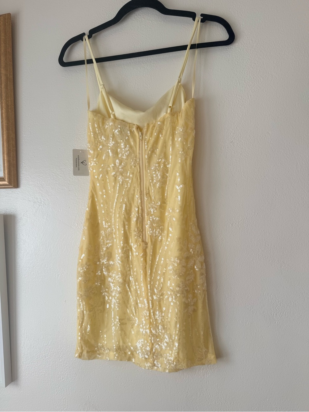 Windsor Yellow Sequin Spaghetti Strap Mini Dress - Picture 6 of 6